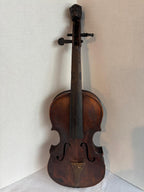 Patriotic Lion-Head Violin with Hand-Painted American Eagle, in Original Coffin Case Inscribed “James Tucker” , likely made in Germany, exported to the U.S mid-19th century