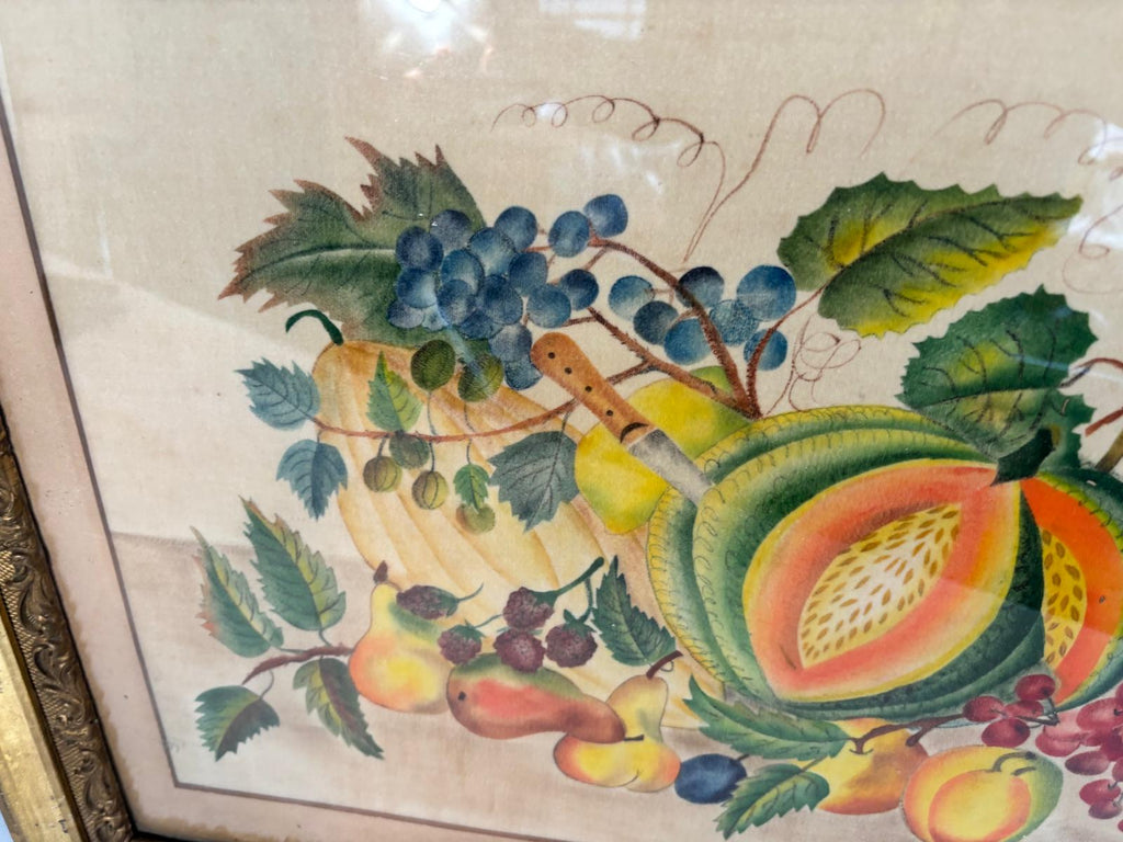American Theorem Fruit Still Life on Velvet, Signed “C.M.C.”, Late 19th Century
