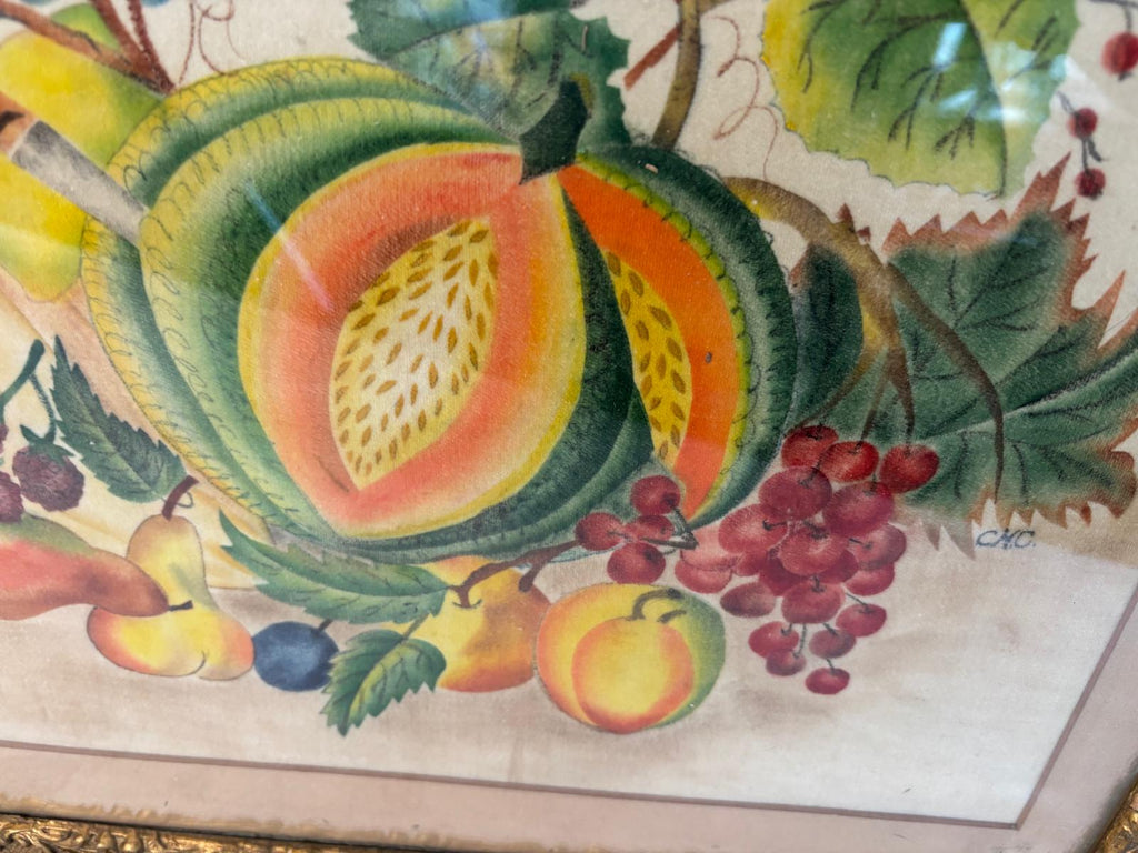American Theorem Fruit Still Life on Velvet, Signed “C.M.C.”, Late 19th Century