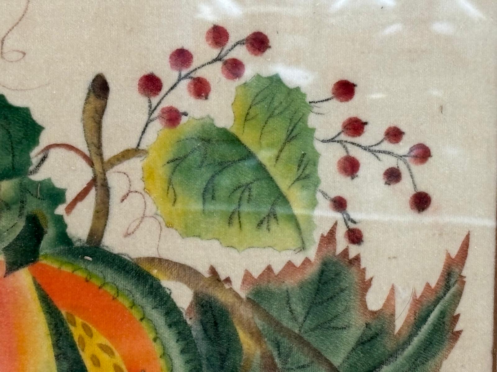 American Theorem Fruit Still Life on Velvet, Signed “C.M.C.”, Late 19th Century