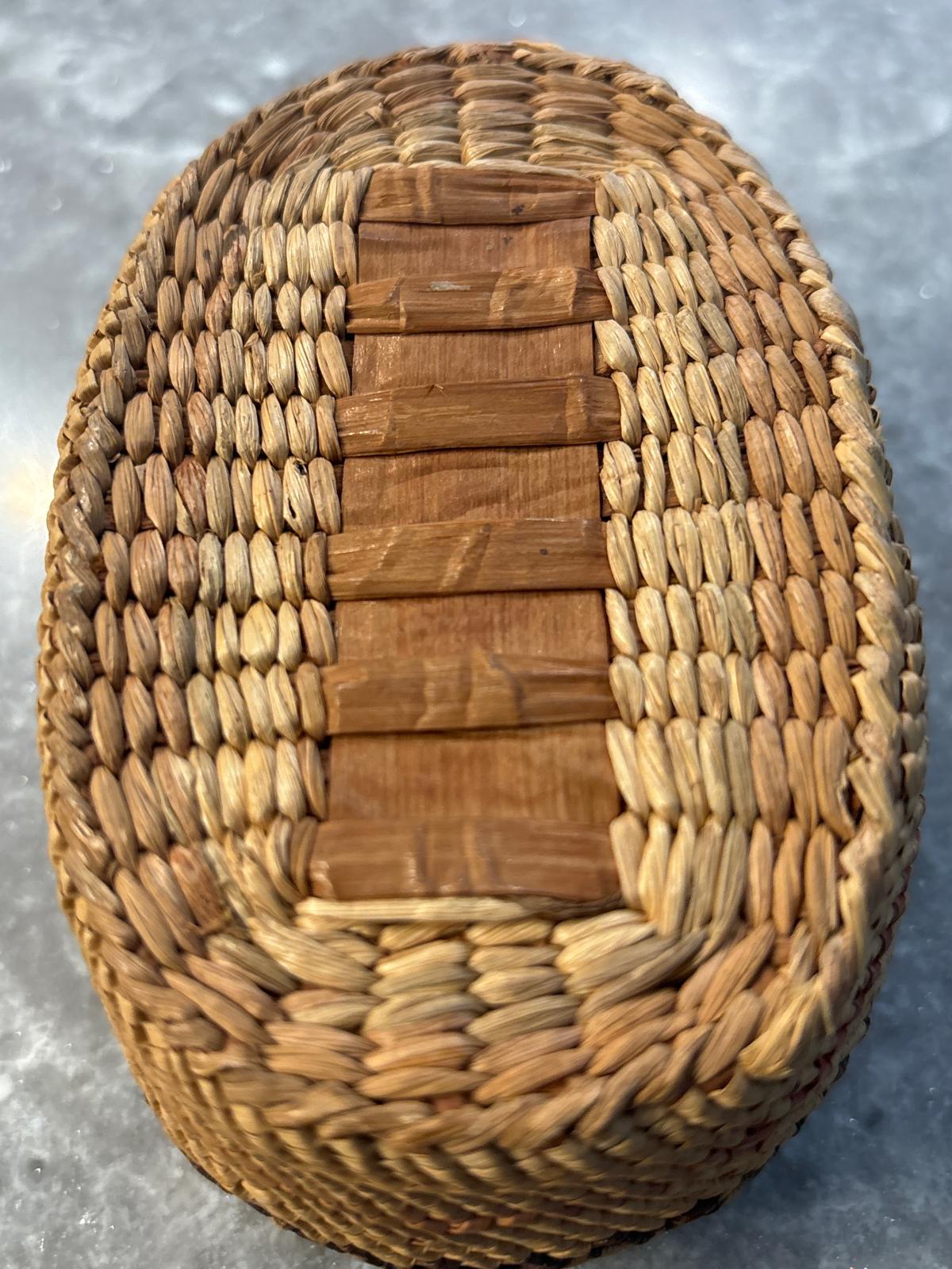 Fine Miniature Northwest Coast Twined and Imbricated Lidded Basket