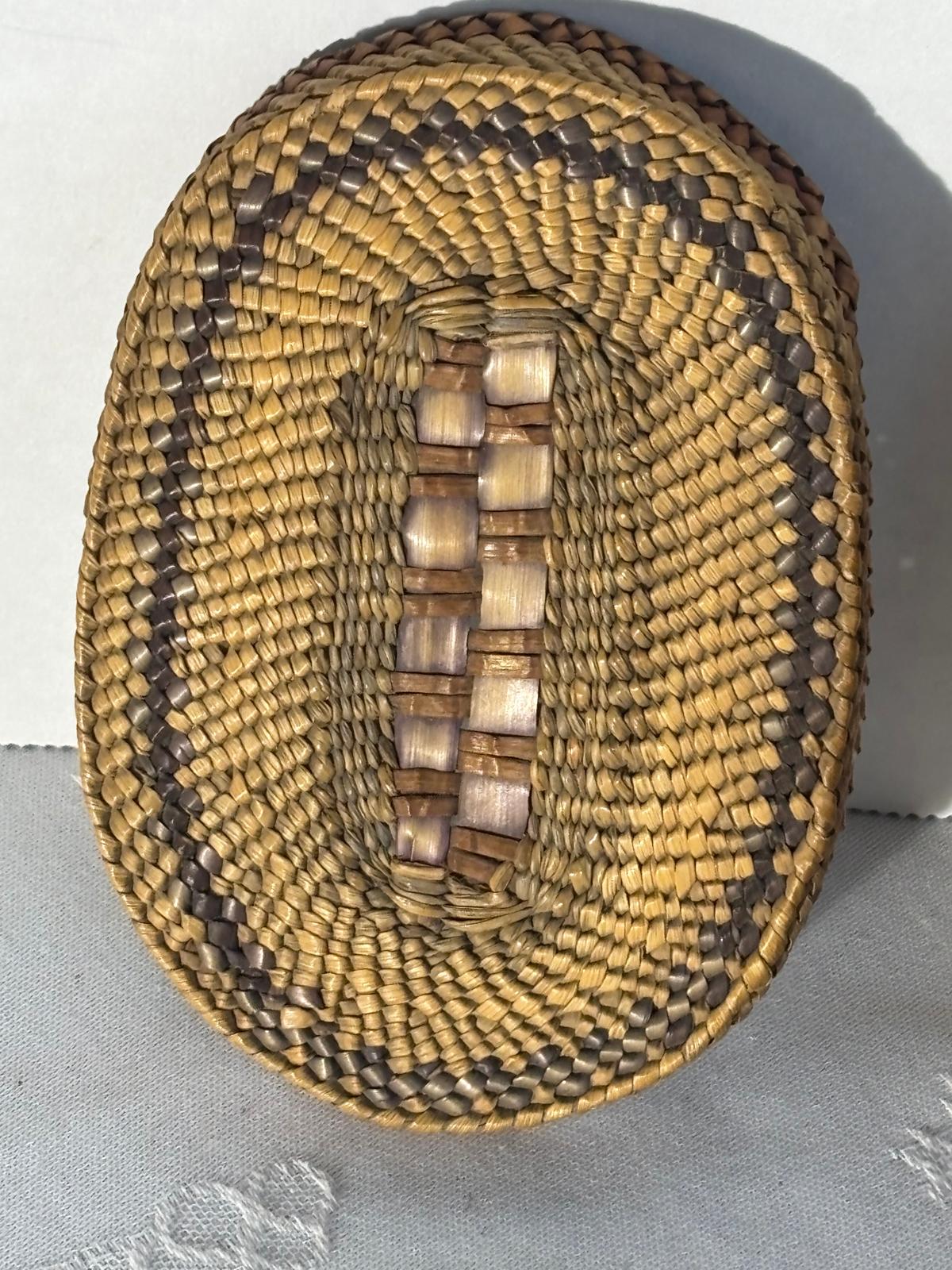 Fine Miniature Northwest Coast Twined and Imbricated Lidded Basket
