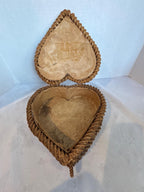 19th Century American or European Folk Art Fancy Splint Heart-Shaped Sewing Basket