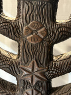 Monumental Folk-Carved Masonic Seven-Light Candelabrum (“Candle-Tree”), signed “MAX FERNAND,” c. 1925–1945.