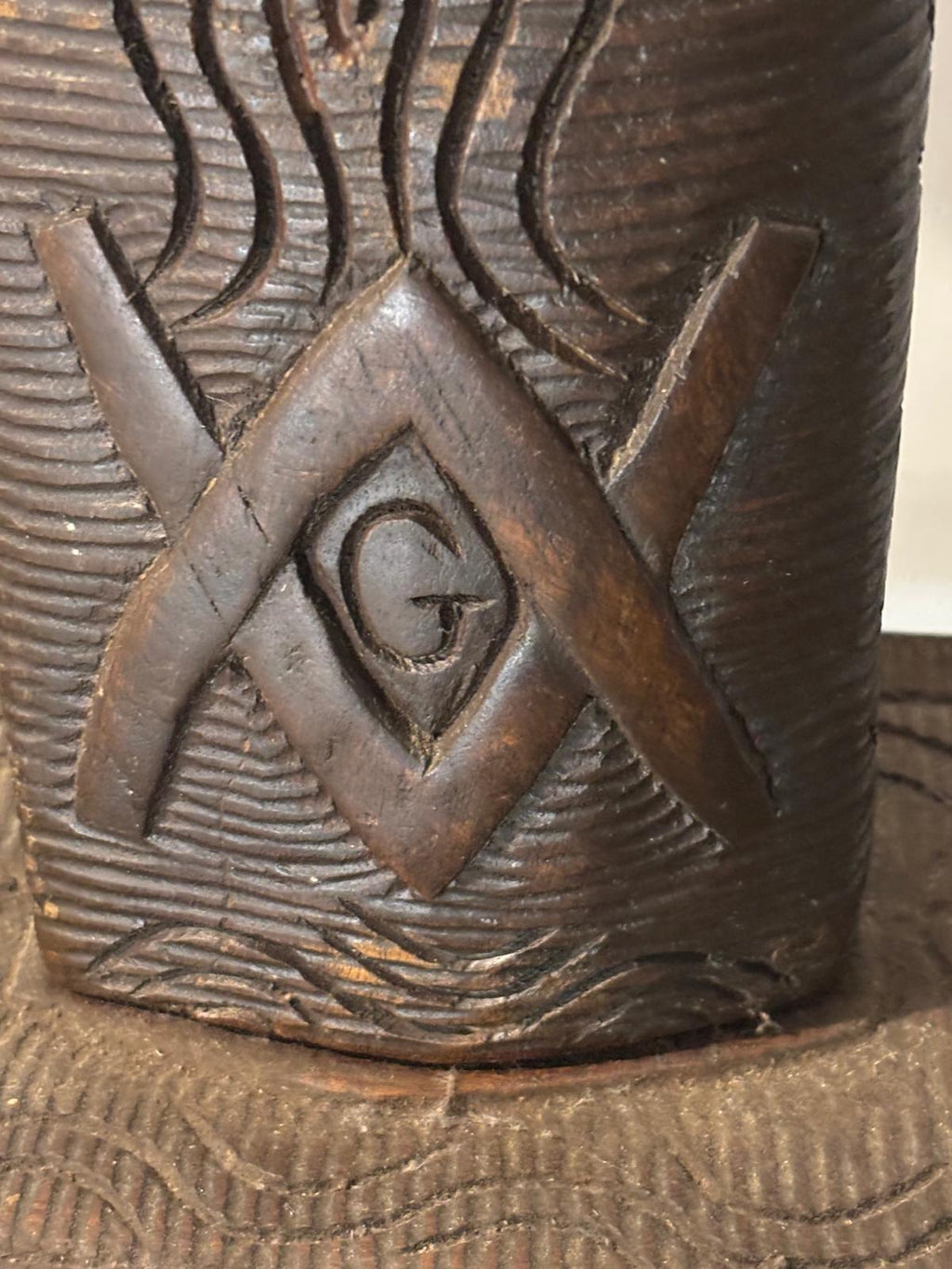 Monumental Folk-Carved Masonic Seven-Light Candelabrum (“Candle-Tree”), signed “MAX FERNAND,” c. 1925–1945.