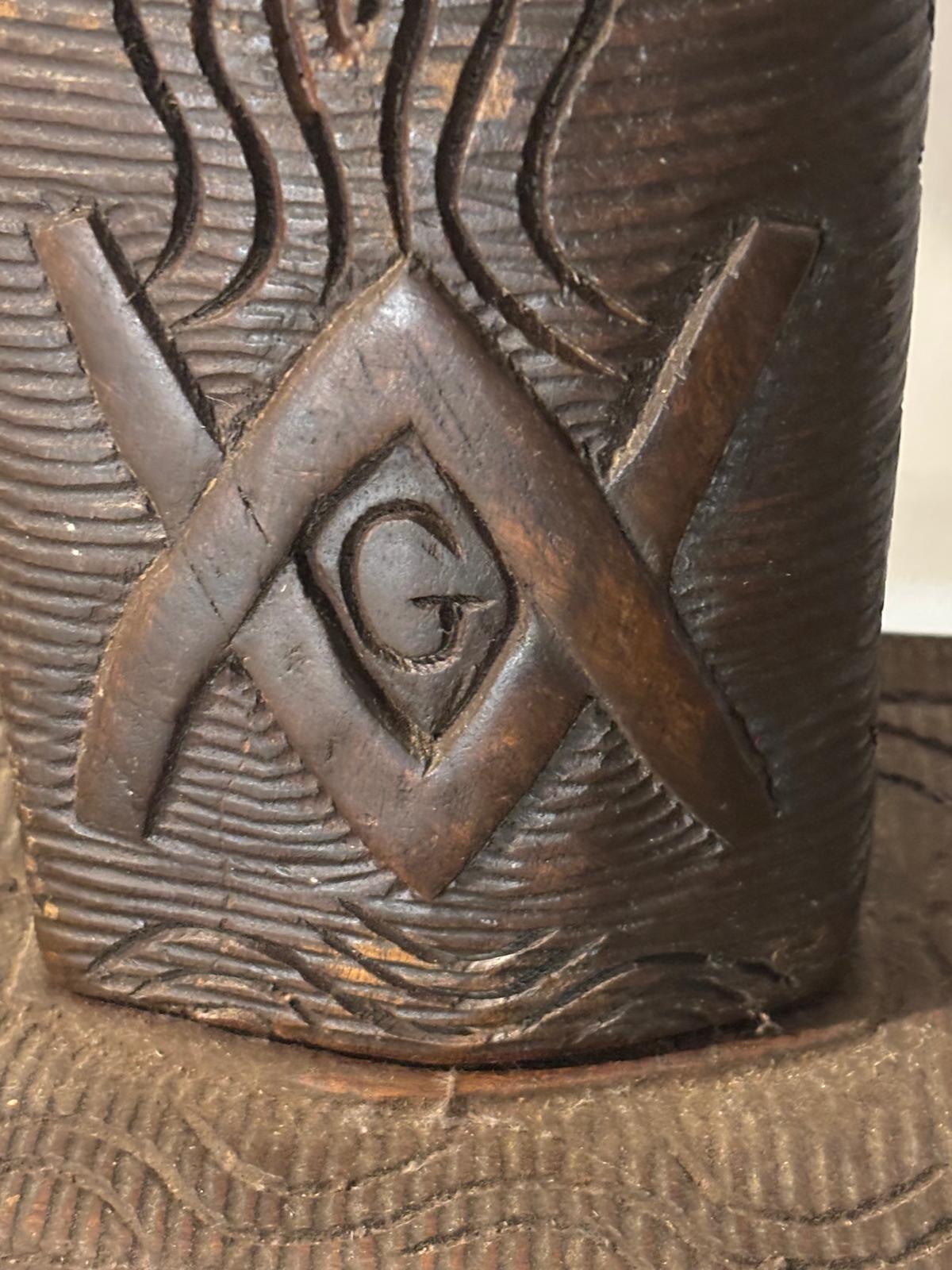 Monumental Folk-Carved Masonic Seven-Light Candelabrum (“Candle-Tree”), signed “MAX FERNAND,” c. 1925–1945.