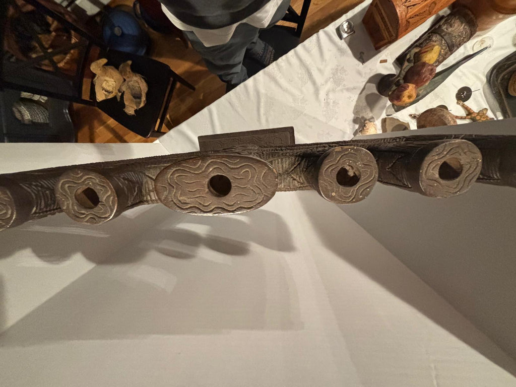 Monumental Folk-Carved Masonic Seven-Light Candelabrum (“Candle-Tree”), signed “MAX FERNAND,” c. 1925–1945.