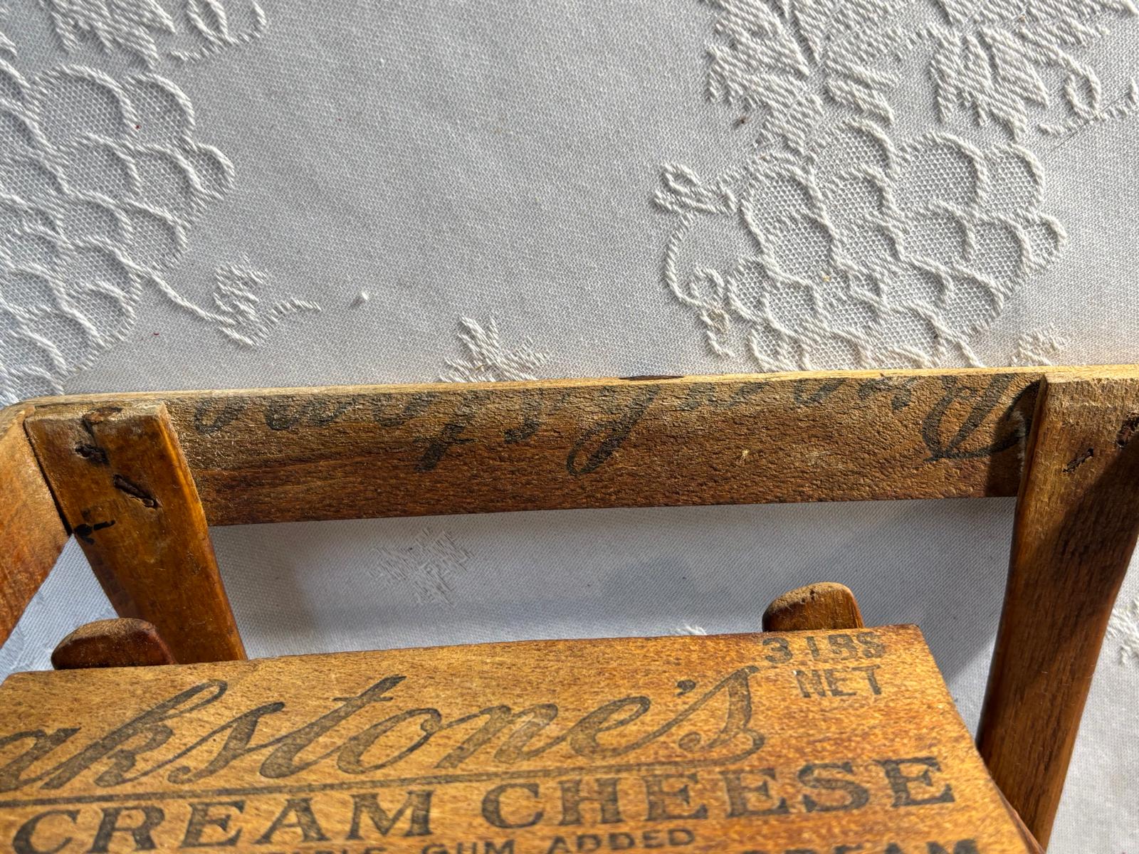 Early 20th Century Folk Art Miniature Porch Swing Model in Reclaimed Advertising Wood
