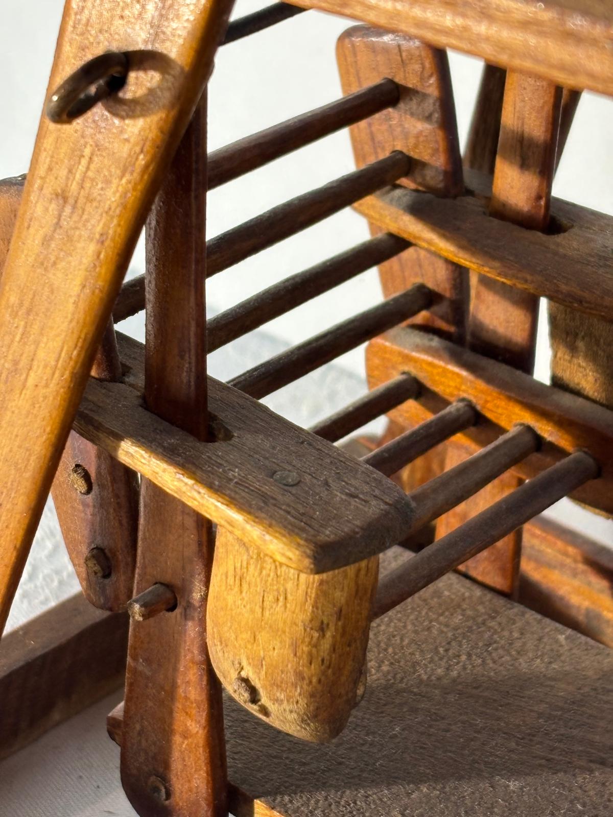 Early 20th Century Folk Art Miniature Porch Swing Model in Reclaimed Advertising Wood