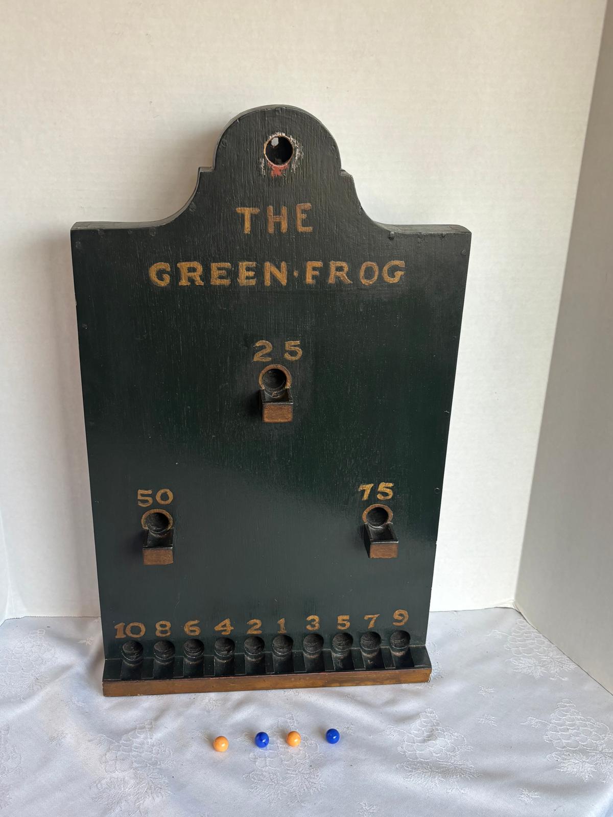 Early 20th Century American Folk Art Marble Game Board “The Green Frog” Tavern Board