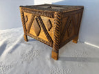 American Tramp Art Carved Box on Stand Late 19th–early 20th century