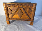 American Tramp Art Carved Box on Stand Late 19th–early 20th century