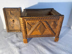 American Tramp Art Carved Box on Stand Late 19th–early 20th century