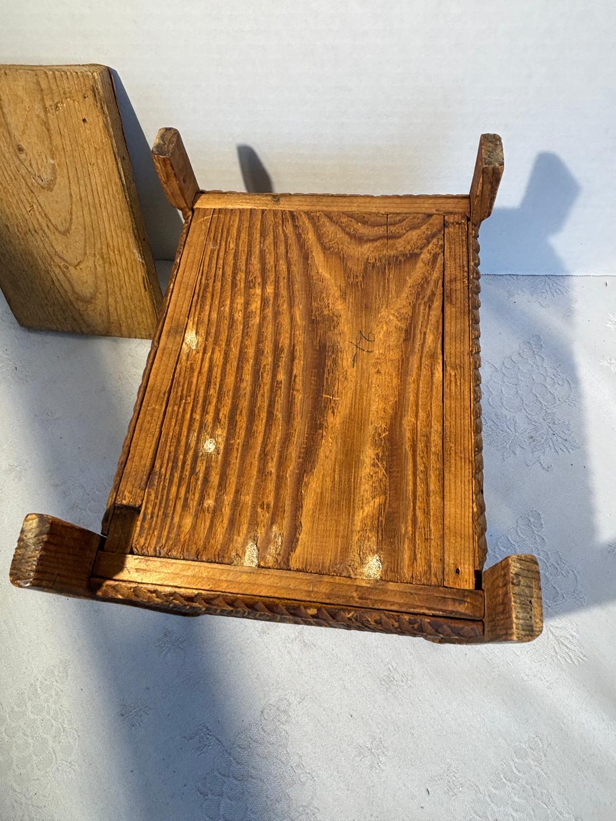 American Tramp Art Carved Box on Stand Late 19th–early 20th century