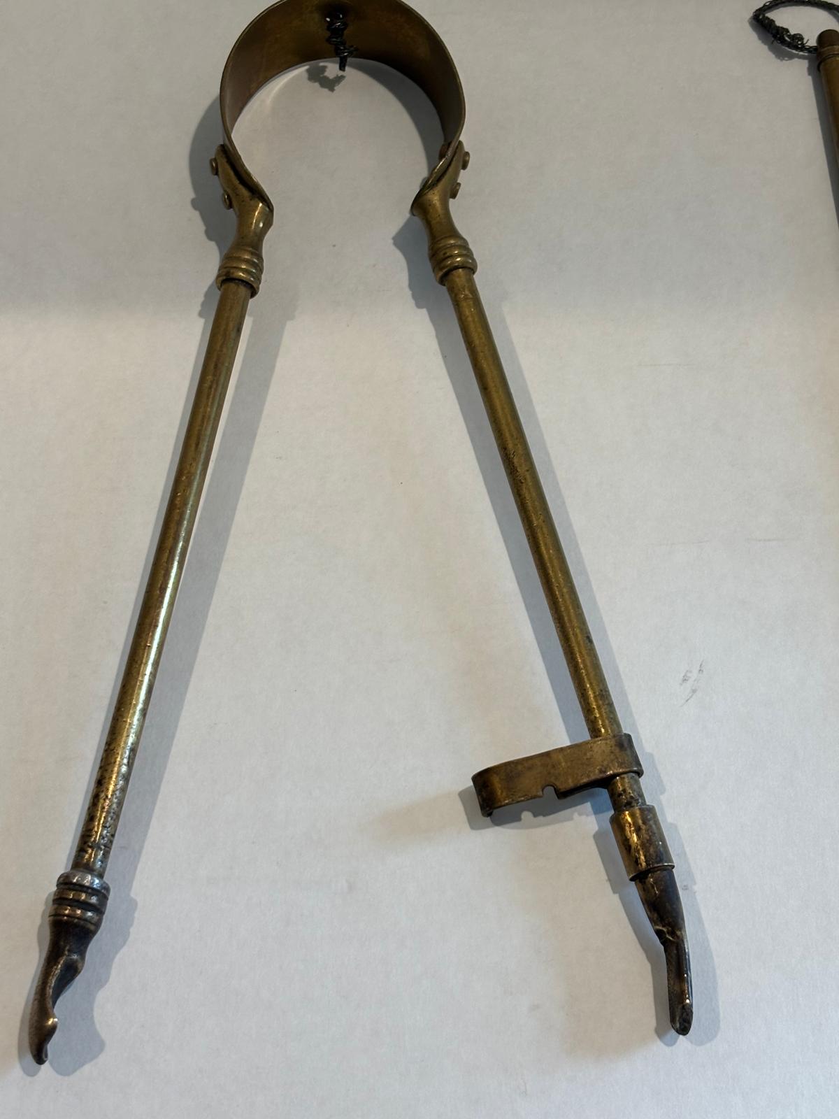 Fine Early American Brass and Iron Hearth Ensemble, 18th–Early 19th Century