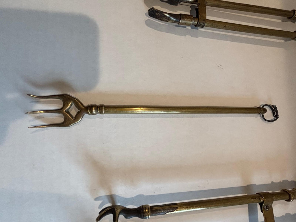 Fine Early American Brass and Iron Hearth Ensemble, 18th–Early 19th Century