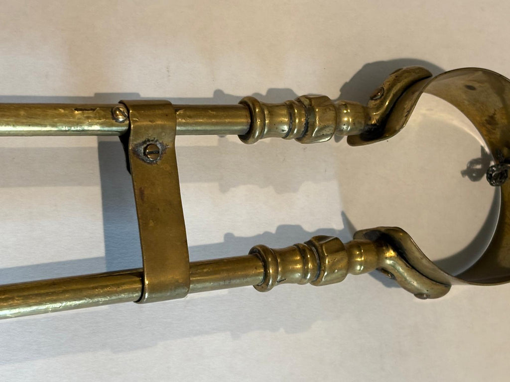 Fine Early American Brass and Iron Hearth Ensemble, 18th–Early 19th Century