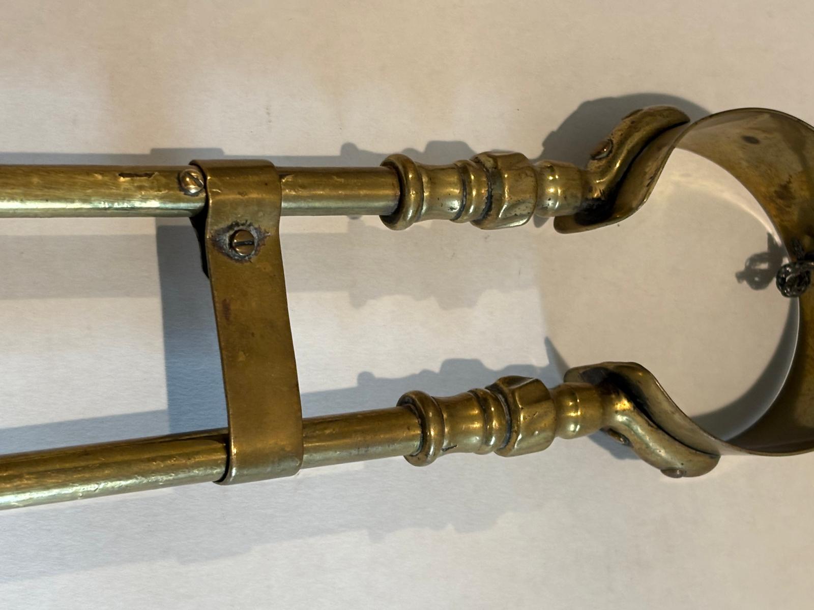 Fine Early American Brass and Iron Hearth Ensemble, 18th–Early 19th Century
