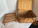 Exceptional Early 20th Century American Covered Picnic / Pie Carrier Basket with Original Interior Tray