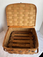 Exceptional Early 20th Century American Covered Picnic / Pie Carrier Basket with Original Interior Tray