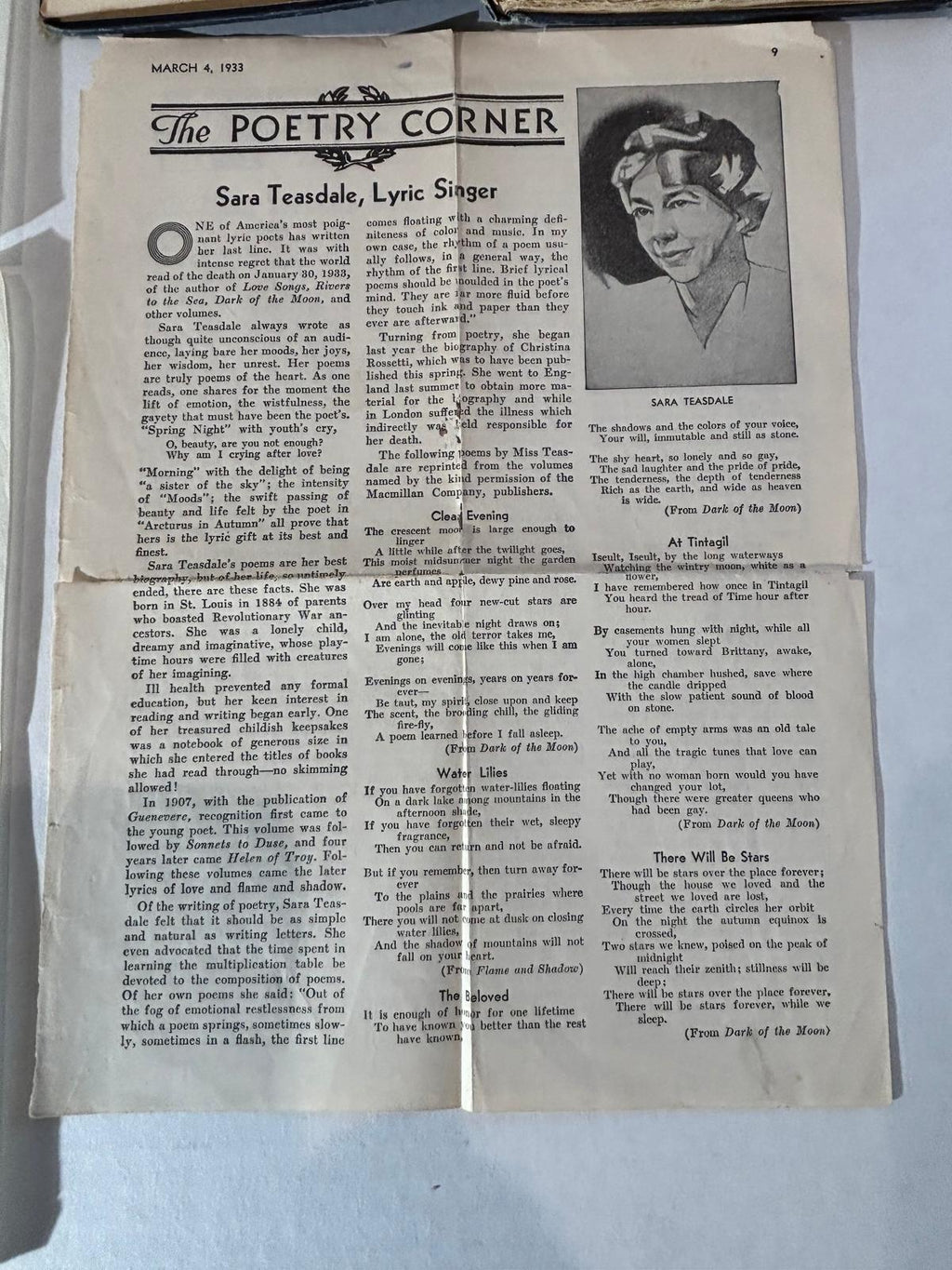 WWII TYPESCRIPT POEM FOUND IN SARA TEASDALE VOLUME — ROLAND IRVINE GAMMON, ARMY AIR FORCES, c. 1943
