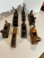 Seven 19th Century German and French Wooden Block Planes — Sculptural Cabinetmaker’s Working Group with Exceptional Patina