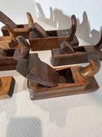 Seven 19th Century German and French Wooden Block Planes — Sculptural Cabinetmaker’s Working Group with Exceptional Patina