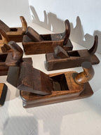 Seven 19th Century German and French Wooden Block Planes — Sculptural Cabinetmaker’s Working Group with Exceptional Patina