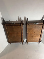 Exceptional Pair of Late 19th Century Chip-Carved Cross-Corner (Oxford) Tramp Art Frames with Original Chromolithographs