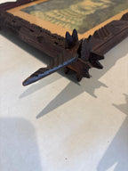 Exceptional Pair of Late 19th Century Chip-Carved Cross-Corner (Oxford) Tramp Art Frames with Original Chromolithographs