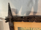Exceptional Pair of Late 19th Century Chip-Carved Cross-Corner (Oxford) Tramp Art Frames with Original Chromolithographs
