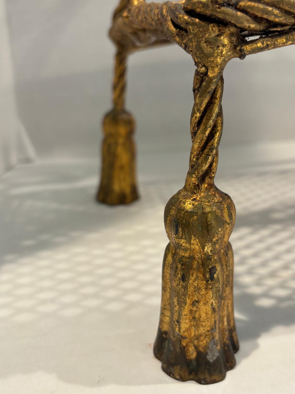 Sculptural Hollywood Regency Rope-Work Magazine Rack with Tassel Ornament, c. 1930s