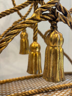 Sculptural Hollywood Regency Rope-Work Magazine Rack with Tassel Ornament, c. 1930s