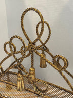 Sculptural Hollywood Regency Rope-Work Magazine Rack with Tassel Ornament, c. 1930s