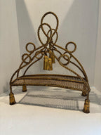 Sculptural Hollywood Regency Rope-Work Magazine Rack with Tassel Ornament, c. 1930s