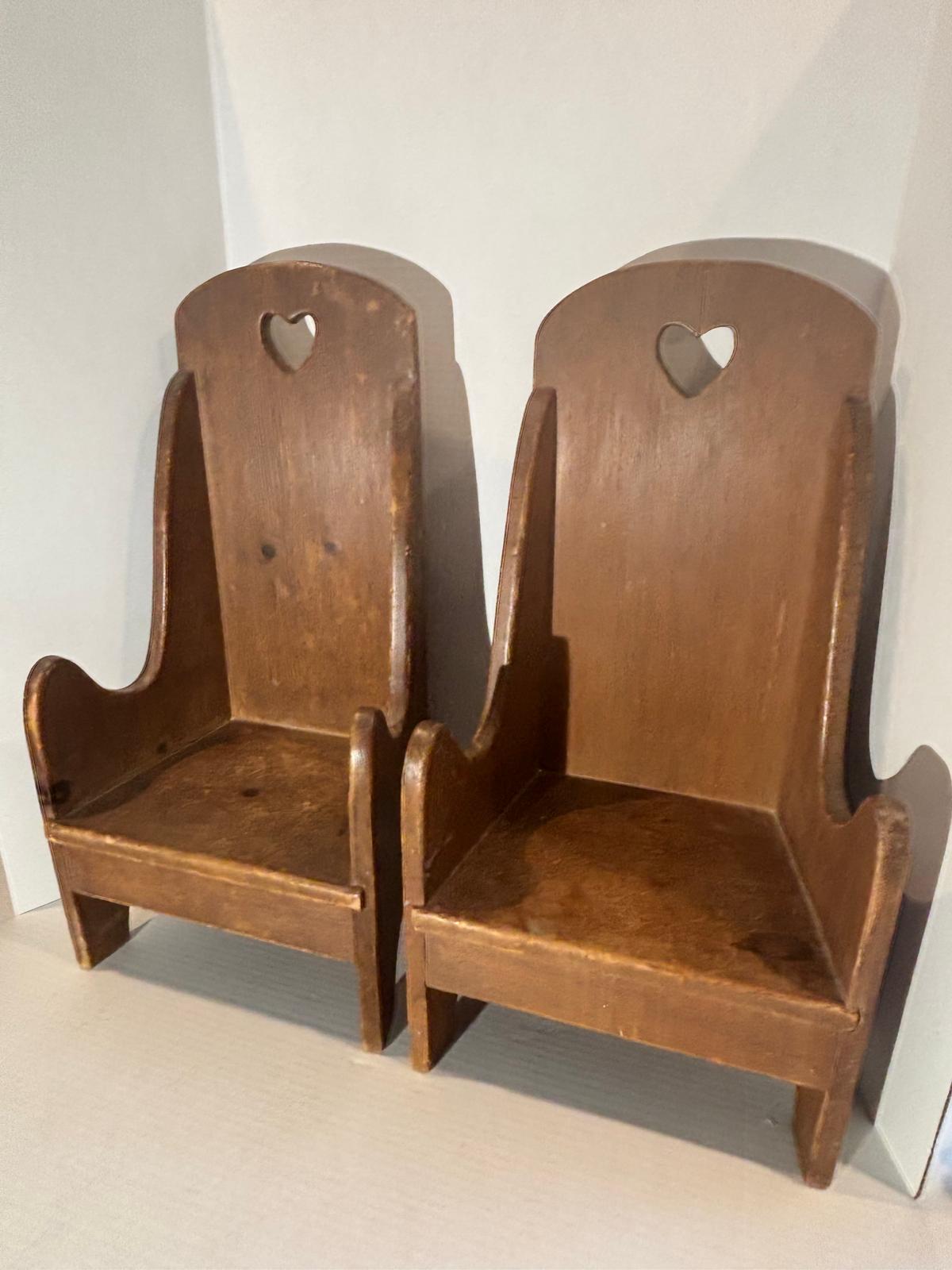 Pair of Handcrafted Pennsylvania Folk Art Child’s Chairs
