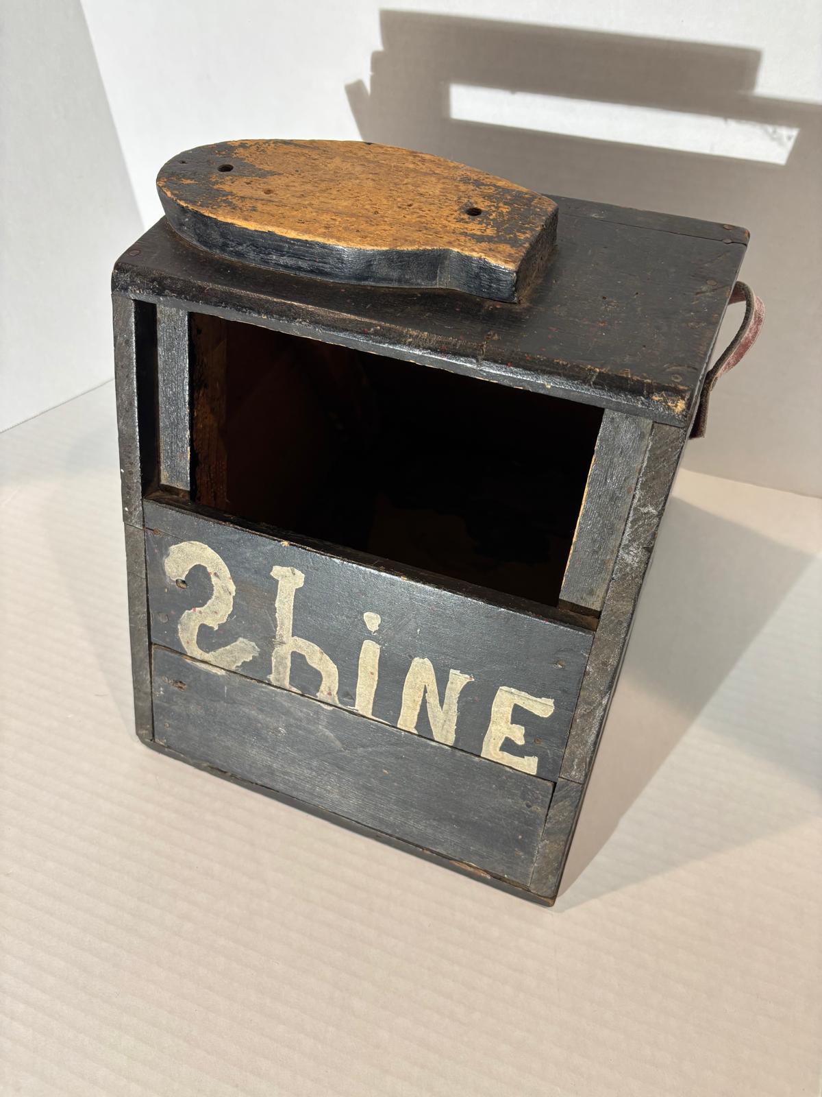 Exceptional Early American Bootblack’s Shoe-Shine Box, Signed and Inscribed to Ronald Gagnon, c. 1900–1920.