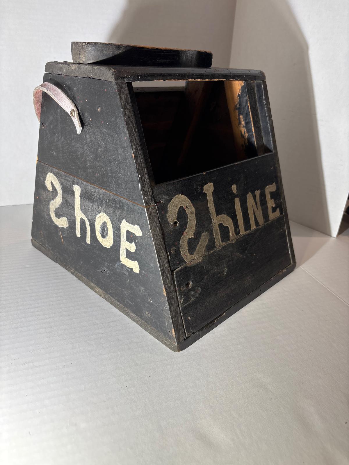 Exceptional Early American Bootblack’s Shoe-Shine Box, Signed and Inscribed to Ronald Gagnon, c. 1900–1920.