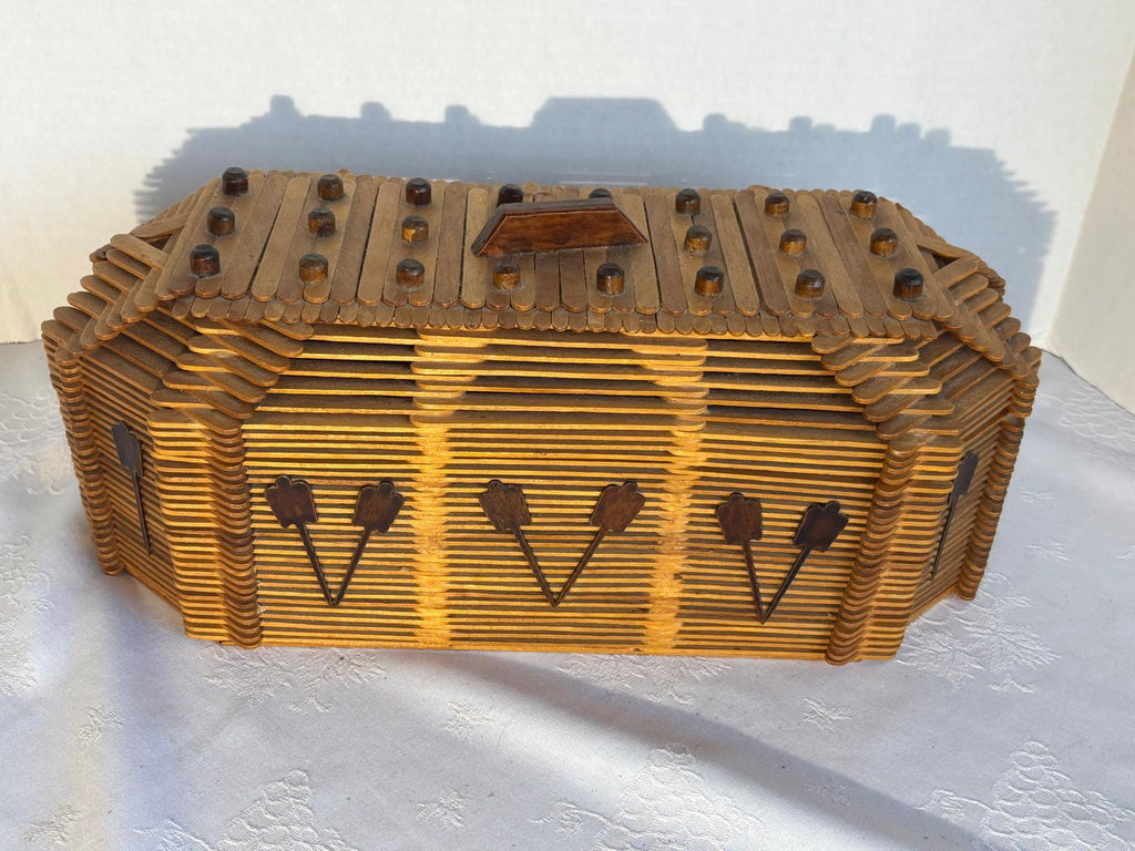 American Folk Art Architectural Box in the Tramp Art Tradition Mid-20th Century (circa 1950s)
