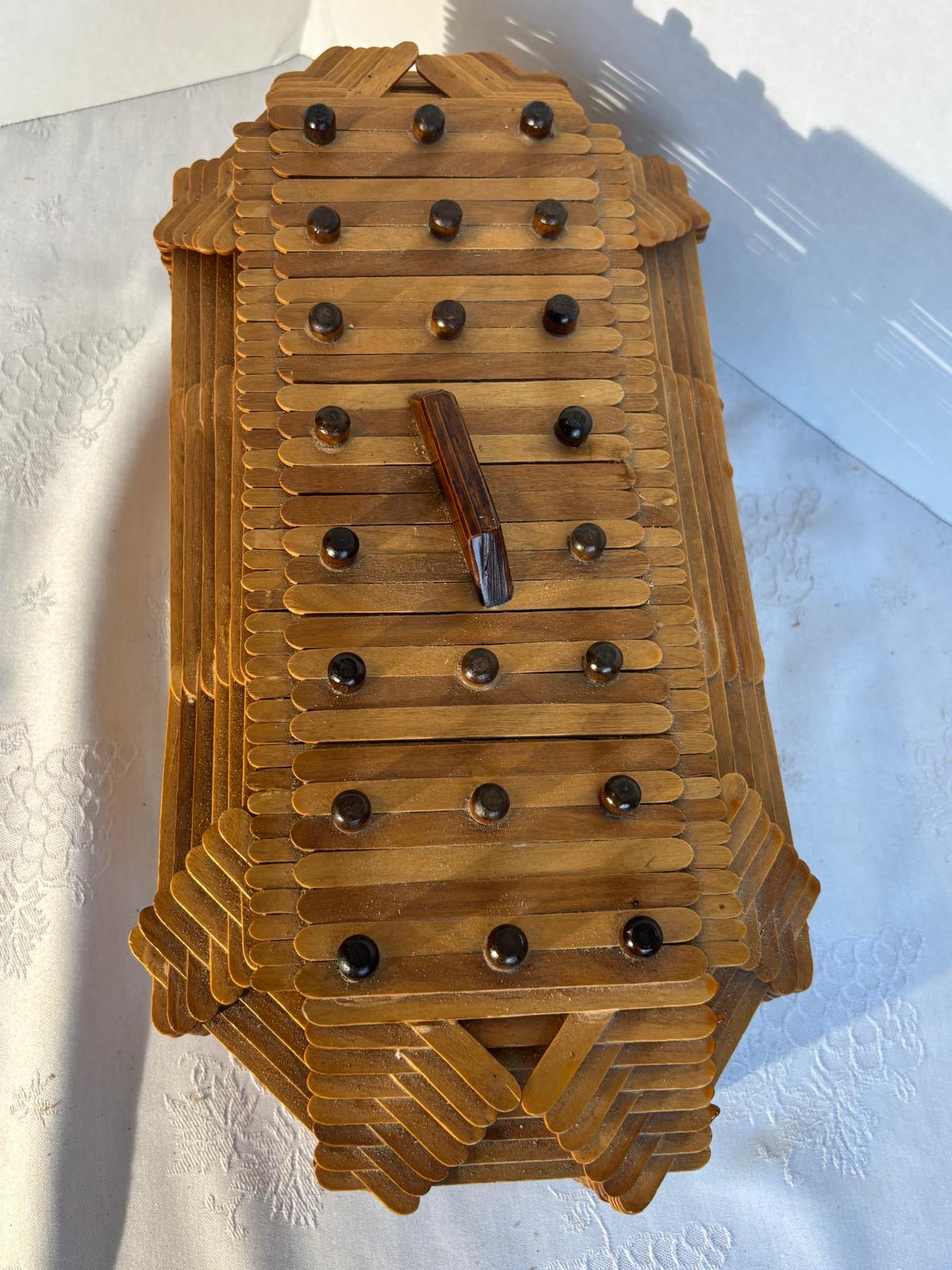 American Folk Art Architectural Box in the Tramp Art Tradition Mid-20th Century (circa 1950s)