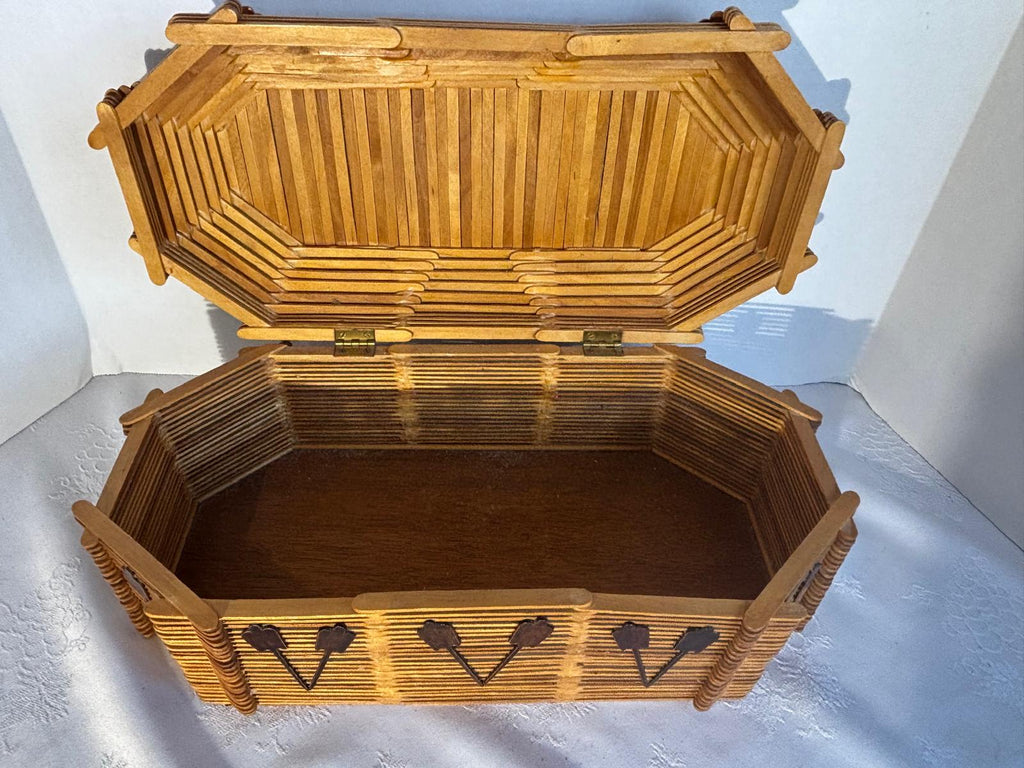 American Folk Art Architectural Box in the Tramp Art Tradition Mid-20th Century (circa 1950s)