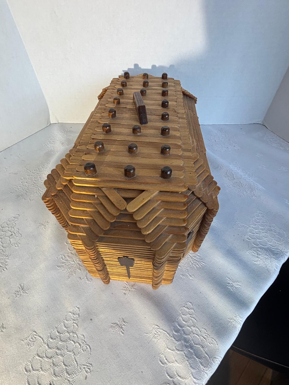 American Folk Art Architectural Box in the Tramp Art Tradition Mid-20th Century (circa 1950s)