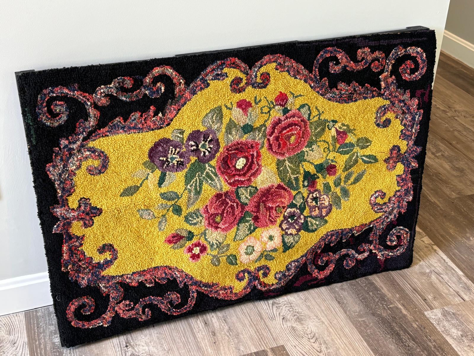 A striking American hand-hooked rug of early 20th century date