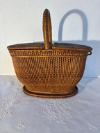 Fine Late 19th Century American Fancy Splint Basket with Hinged Lid