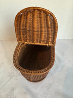 Fine Late 19th Century American Fancy Splint Basket with Hinged Lid