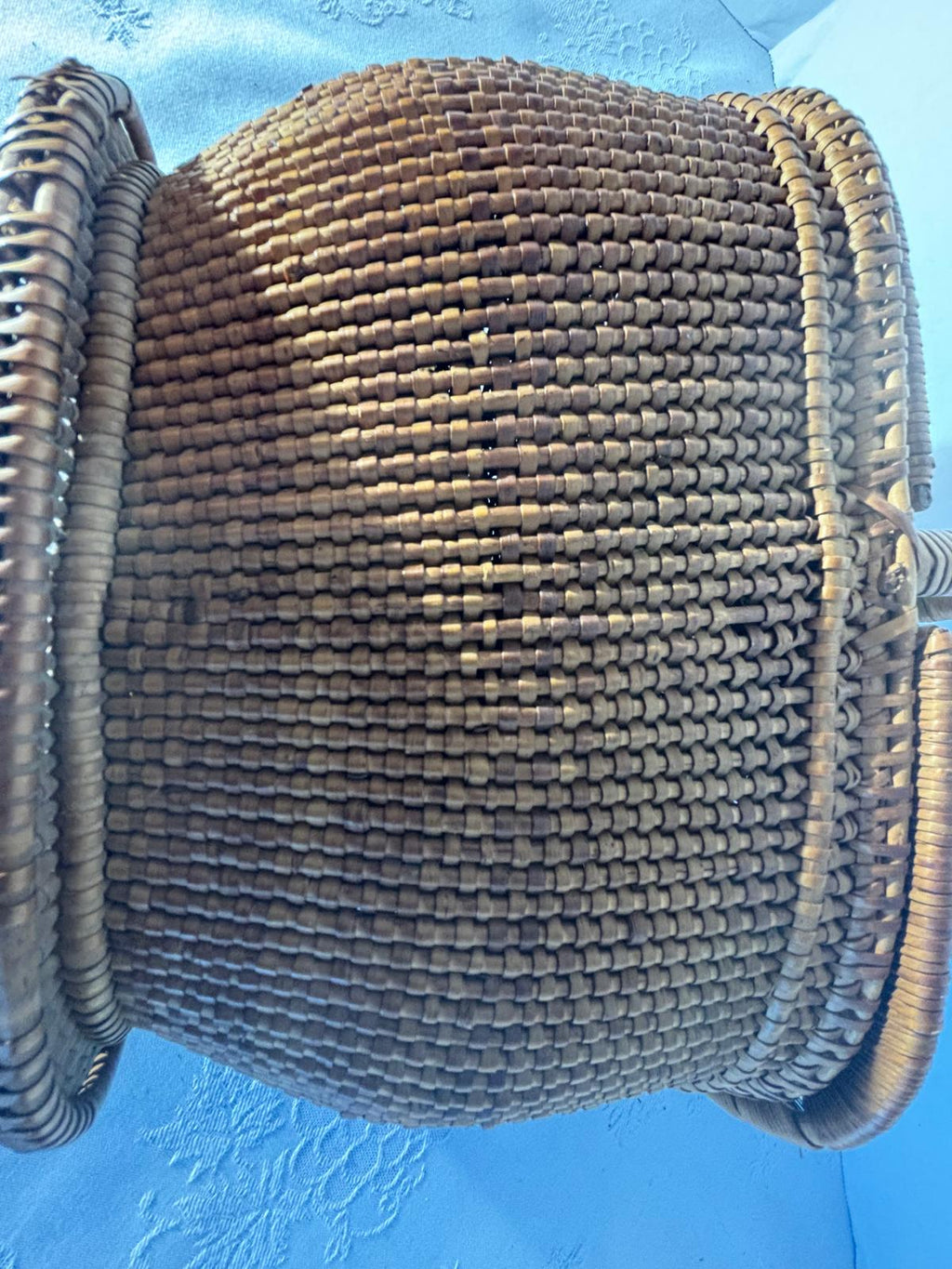 Fine Late 19th Century American Fancy Splint Basket with Hinged Lid