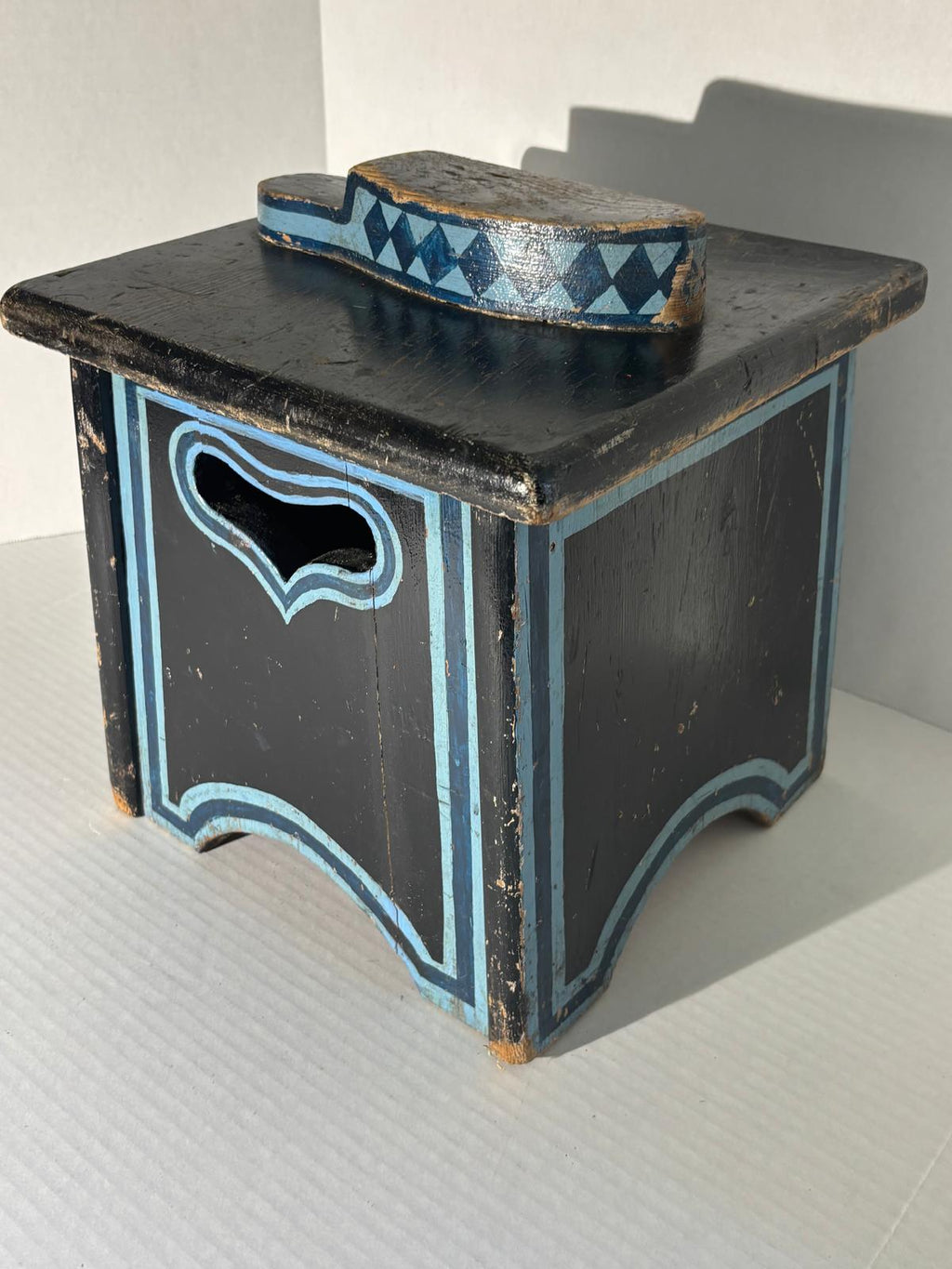 Paint-Decorated Folk Art Shoeshine Box  American, probably Pennsylvania or New England, circa 1890–1910