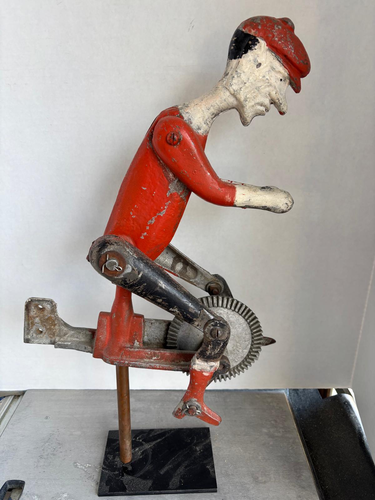 Early American Aluminum Folk-Art Cycling Automaton, c.1910–1930
