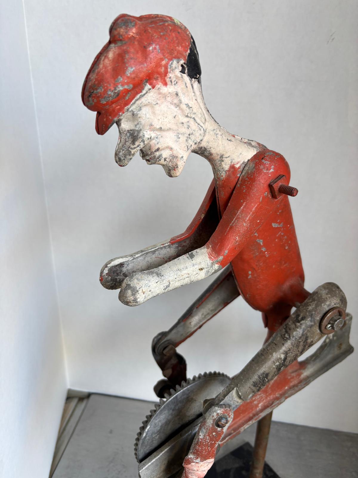 Early American Aluminum Folk-Art Cycling Automaton, c.1910–1930