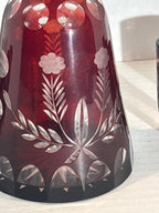 Bohemian Ruby Flash Cut Crystal Cordial Service with Original Stopper and Six Matching Glasses, Circa 1930–1950